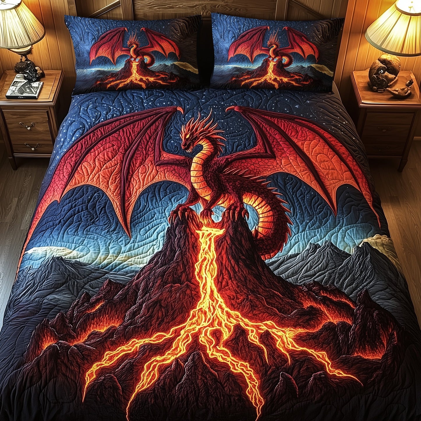 Majestic Dragon 3-Piece Quilted Bedding Set GFTOHD6410
