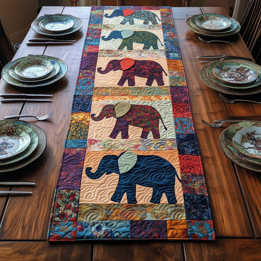 Golden Elephant Trail Quilted Table Runner GFTOHD6416