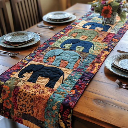 Patchwork Elephant Parade Quilted Table Runner GFTOHD6417