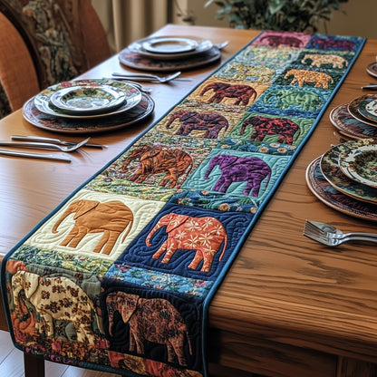 Patchwork Elephant Parade Quilted Table Runner GFTOHD6418