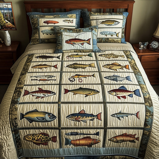 Fishing Adventure 3-Piece Quilted Bedding Set GFTOHD6453
