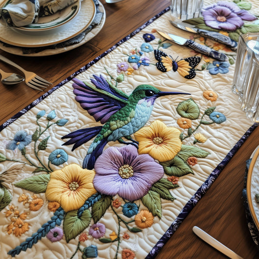 Hummingbird Bloom Garden Quilted Table Runner GFTOHD6551