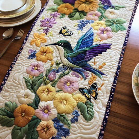 Hummingbird Bloom Garden Quilted Table Runner GFTOHD6553