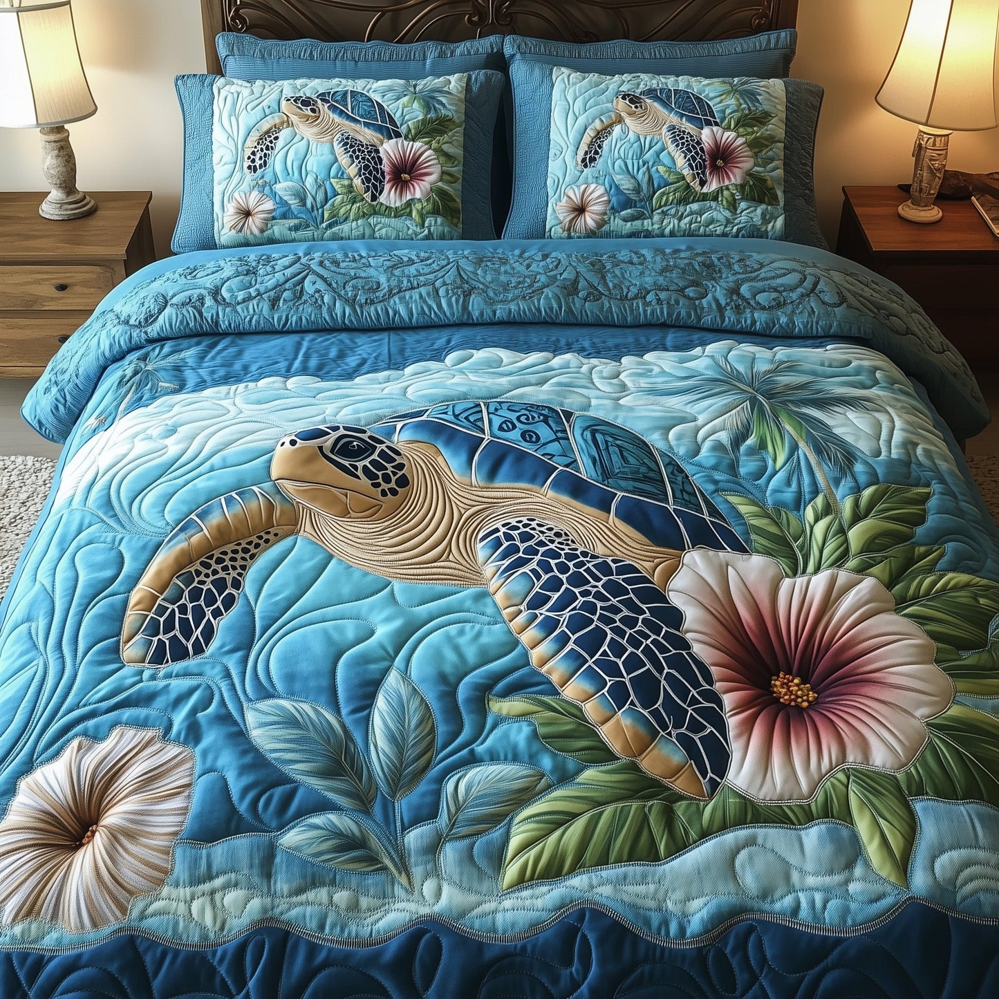 Tropical Turtle Dreams 3-Piece Quilted Bedding Set GFTOHD6595