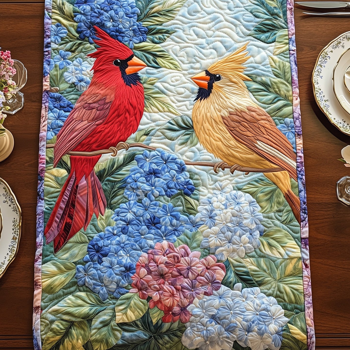 Love Among the Hydrangeas Quilted Table Runner GFTOHD6654