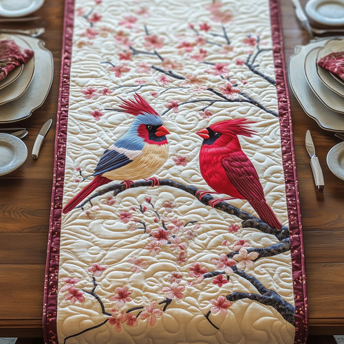 Blossoms and Cardinals Quilted Table Runner GFTOHD6663