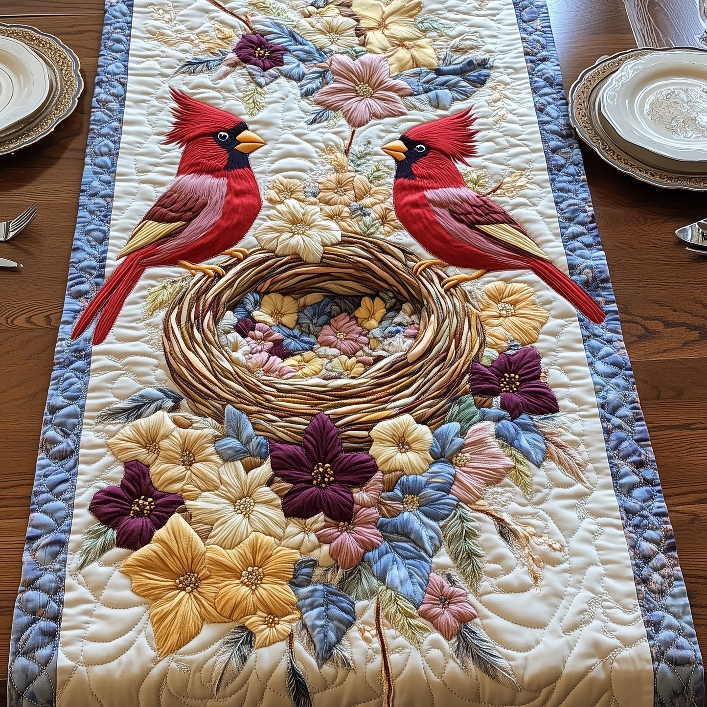 Cardinals Blooming Heaven Quilted Table Runner GFTOHD6664