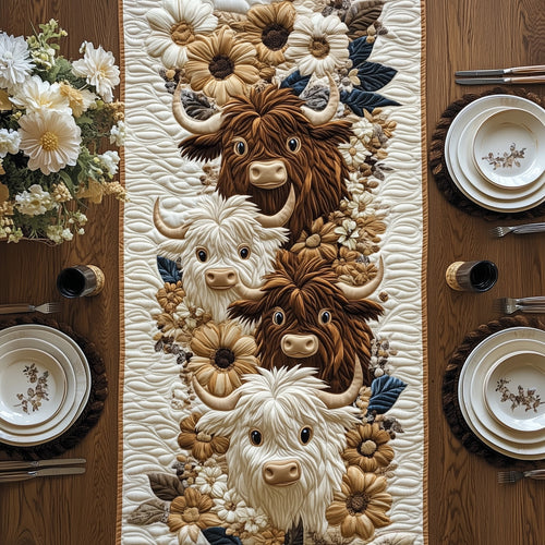 The Highland Blossom Herd Quilted Table Runner GFTOHD6758