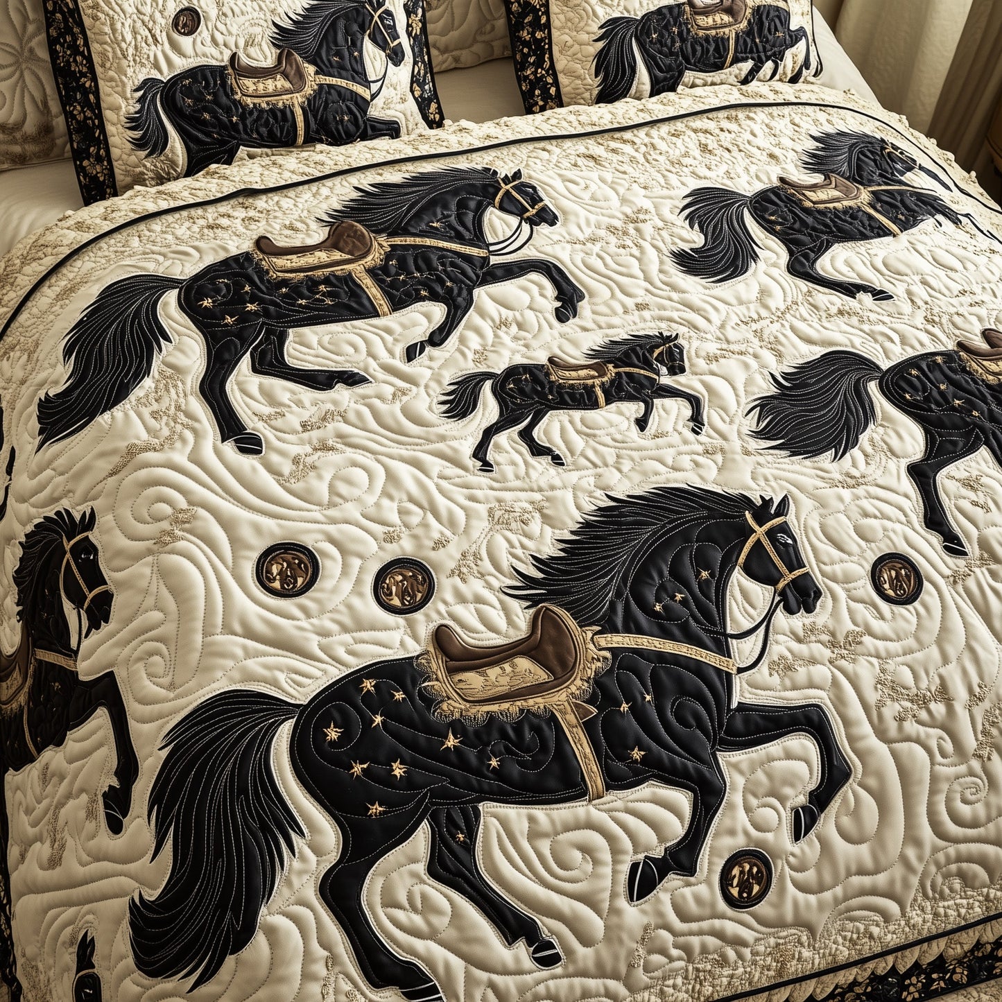Graceful Horse Parade 3-Piece Quilted Bedding Set GFTOHD6765