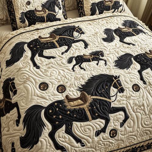 Graceful Horse Parade 3-Piece Quilted Bedding Set GFTOHD6765