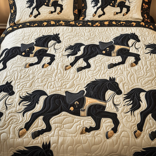 Golden Horse Luck 3-Piece Quilted Bedding Set GFTOHD6766
