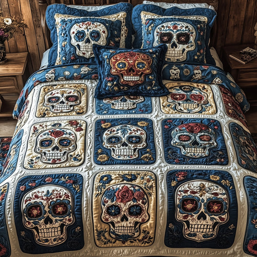 Garden of Skulls 3-Piece Quilted Bedding Set GFTOHD6785