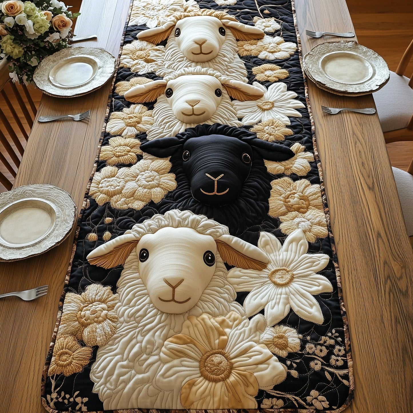 Sheep in Bloom Quilted Table Runner GFTOHD6828