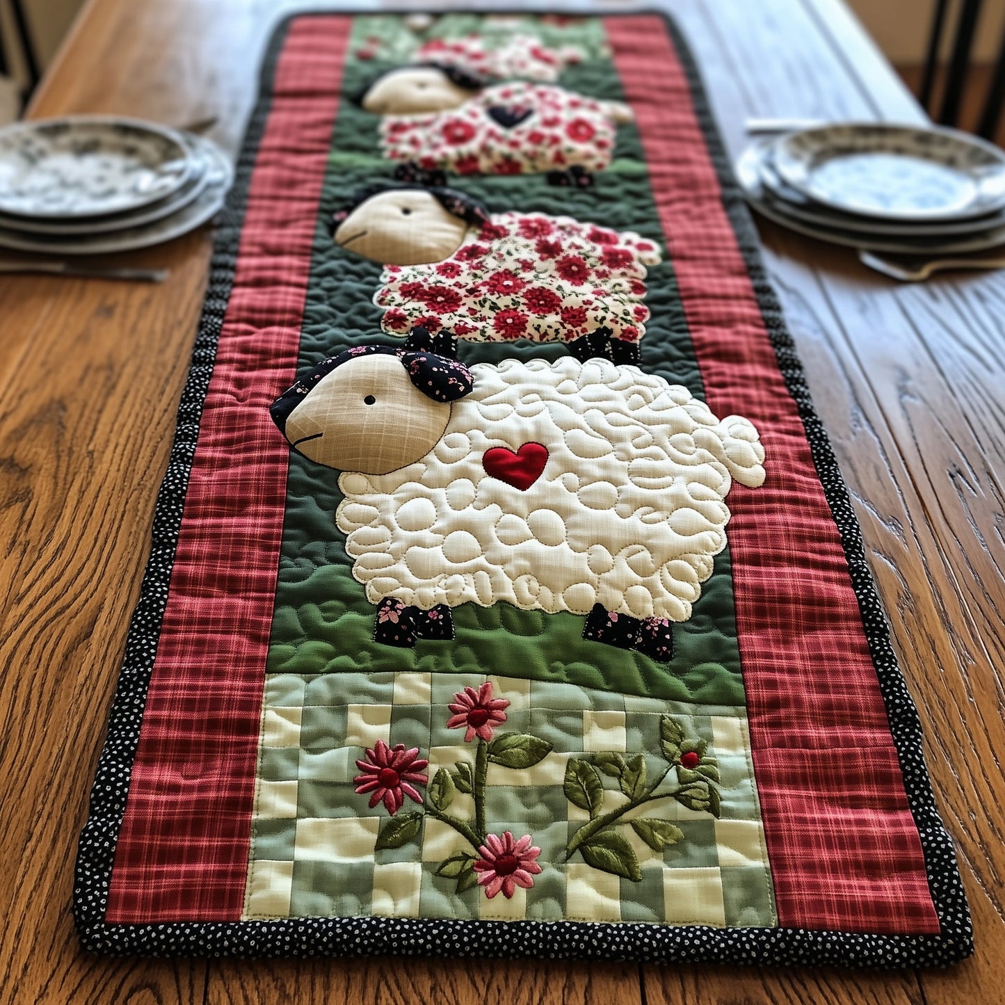 Cuddly Sheep Tower Quilted Table Runner GFTOHD6836