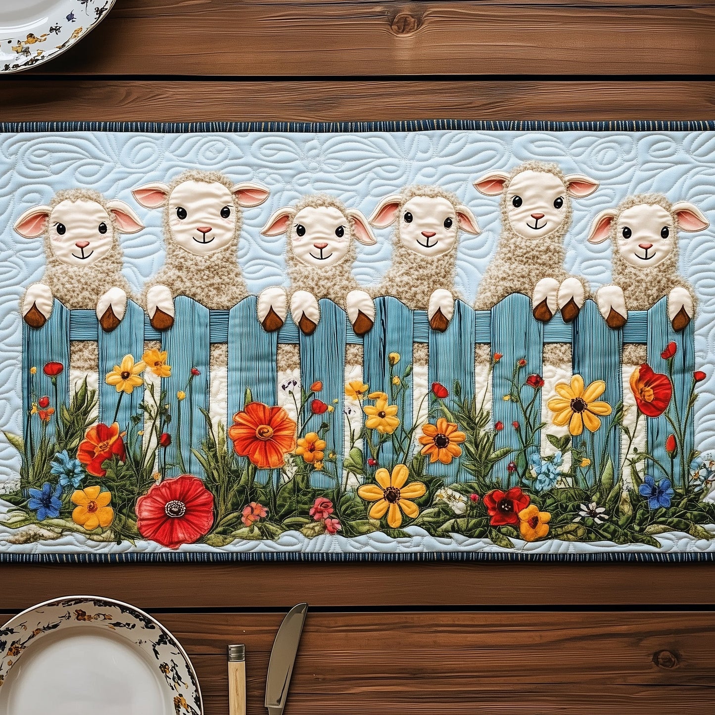 Lambs in Bloom Quilted Table Runner GFTOHD6837