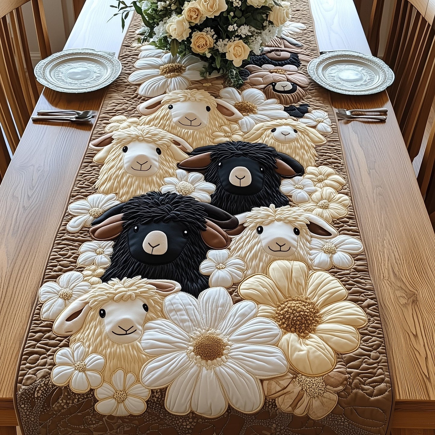 Sheep in Bloom Quilted Table Runner GFTOHD6840