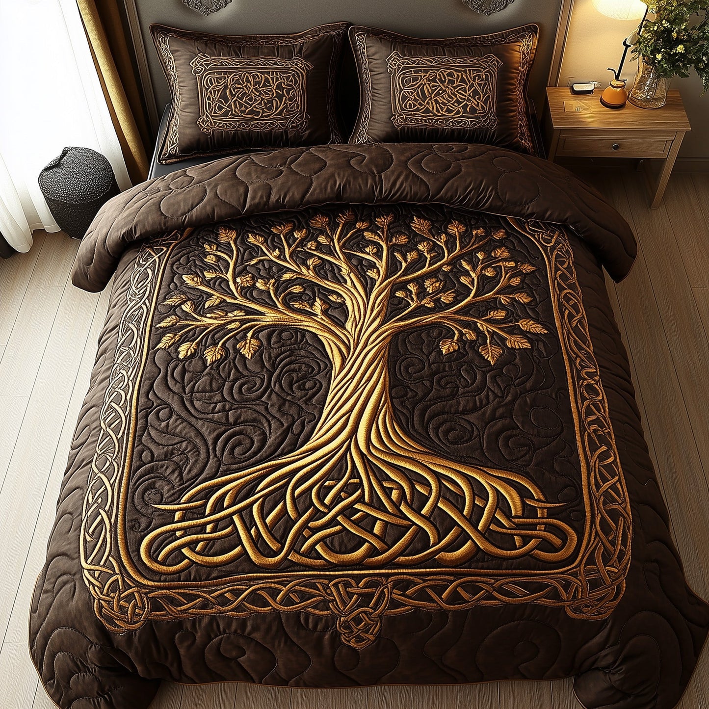 Golden Tree Of Life Duvet Cover Set GFTOHD6856