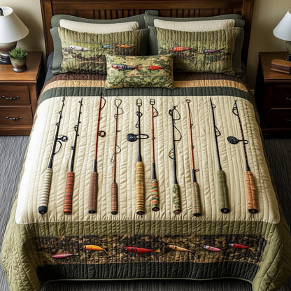 Fishing Lure Collection 3-Piece Quilted Bedding Set GFTOHD6871