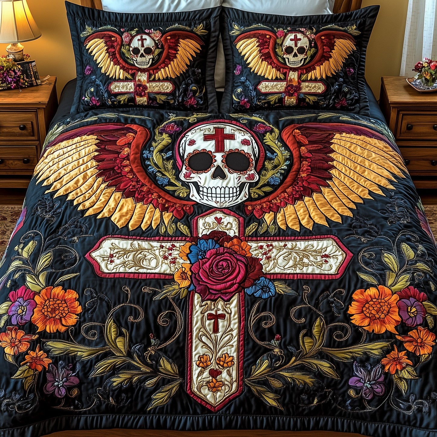 Sacred Skull Cross Duvet Cover Set GFTOHD6879