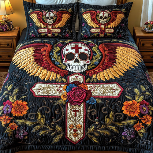 Sacred Skull Cross Duvet Cover Set GFTOHD6879