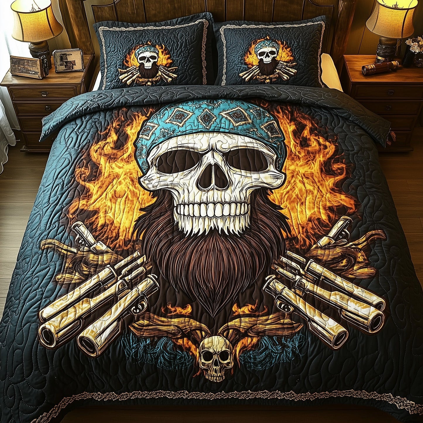 Flaming Skull Fury Duvet Cover Set GFTOHD6889