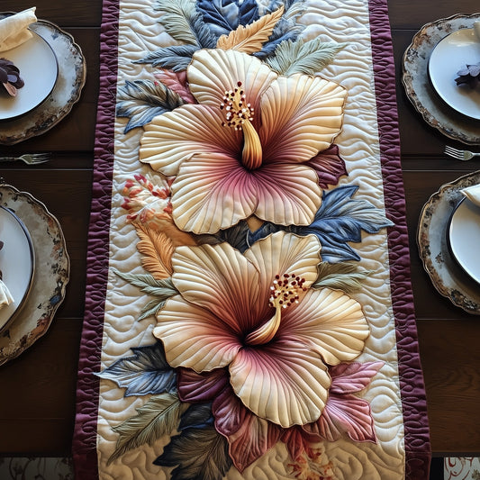 Hibiscus Harmony Quilted Table Runner GFTOHD6904