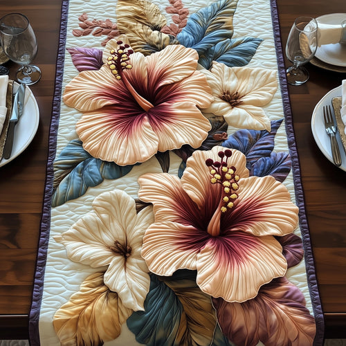 Elegance Hibiscus Bloom Quilted Table Runner GFTOHD6906