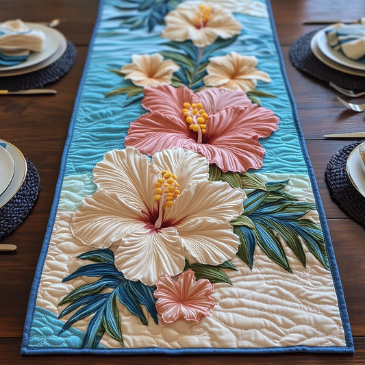 Coastal Hibiscus Paradise Quilted Table Runner GFTOHD6911