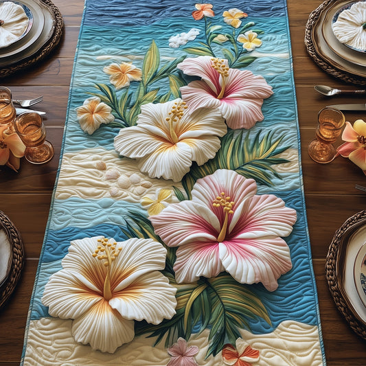 Coastal Hibiscus Paradise Quilted Table Runner GFTOHD6912