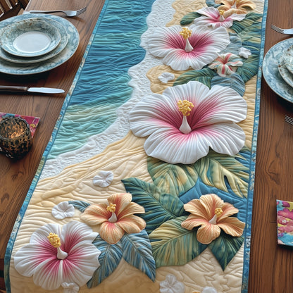 Sandy Hibiscus Dream Quilted Table Runner GFTOHD6914