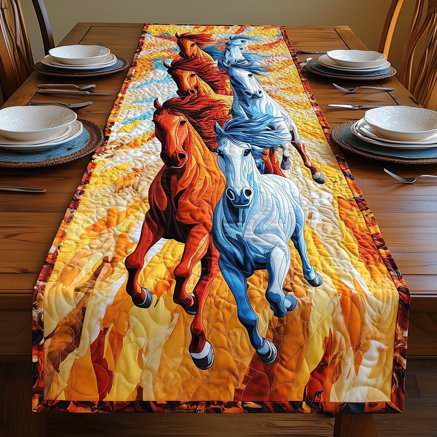 Majestic Horse Run Quilted Table Runner GFTOHD6931