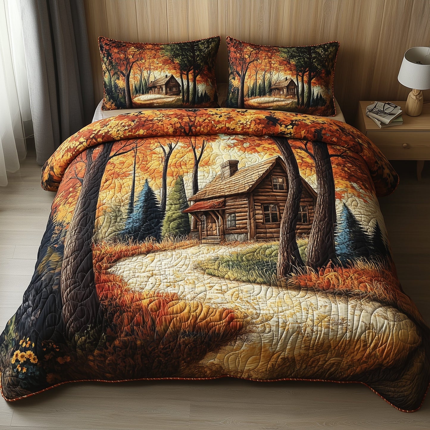 Rustic Autumn Escape 3-Piece Quilted Bedding Set GFTOHD6948