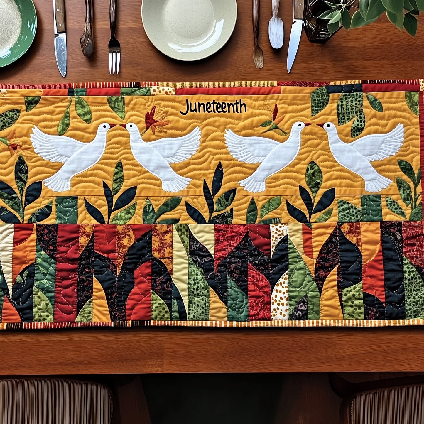 Juneteenth Liberation Flight Quilted Table Runner GFTOHD6957