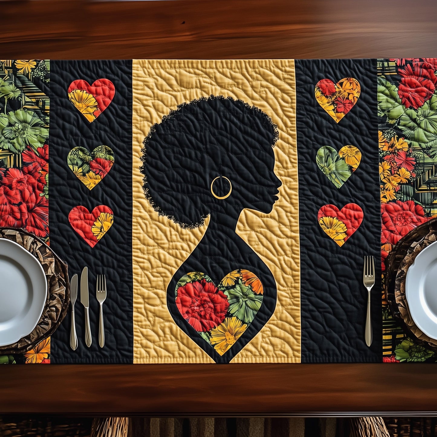 Juneteenth Afro Queen Quilted Table Runner GFTOHD6972