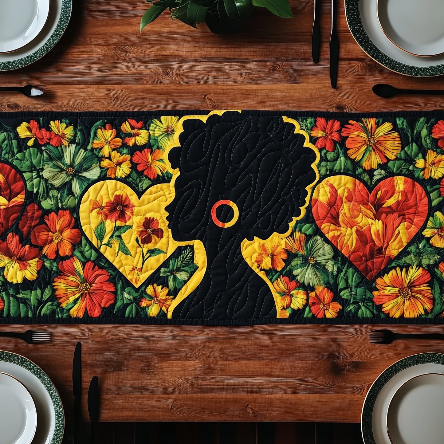 Juneteenth Love Bloom Quilted Table Runner GFTOHD6976