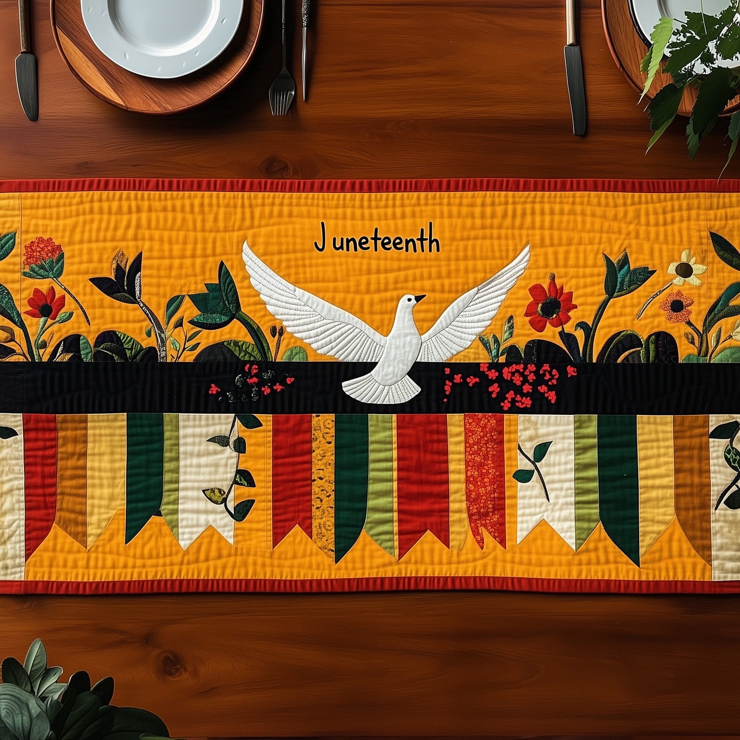 Juneteenth Wings of Freedom Quilted Table Runner GFTOHD6979