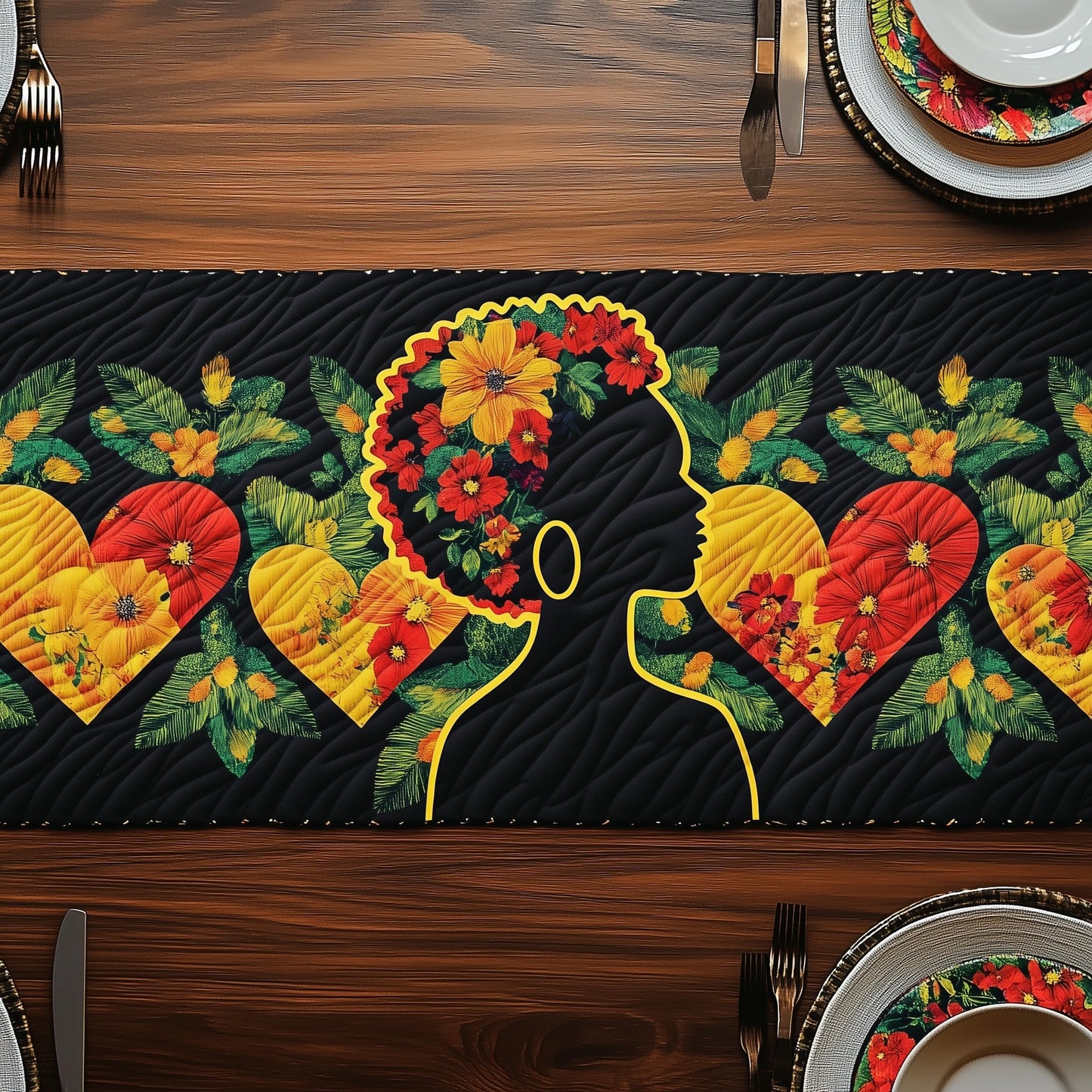 Juneteenth Love Bloom Quilted Table Runner GFTOHD6986