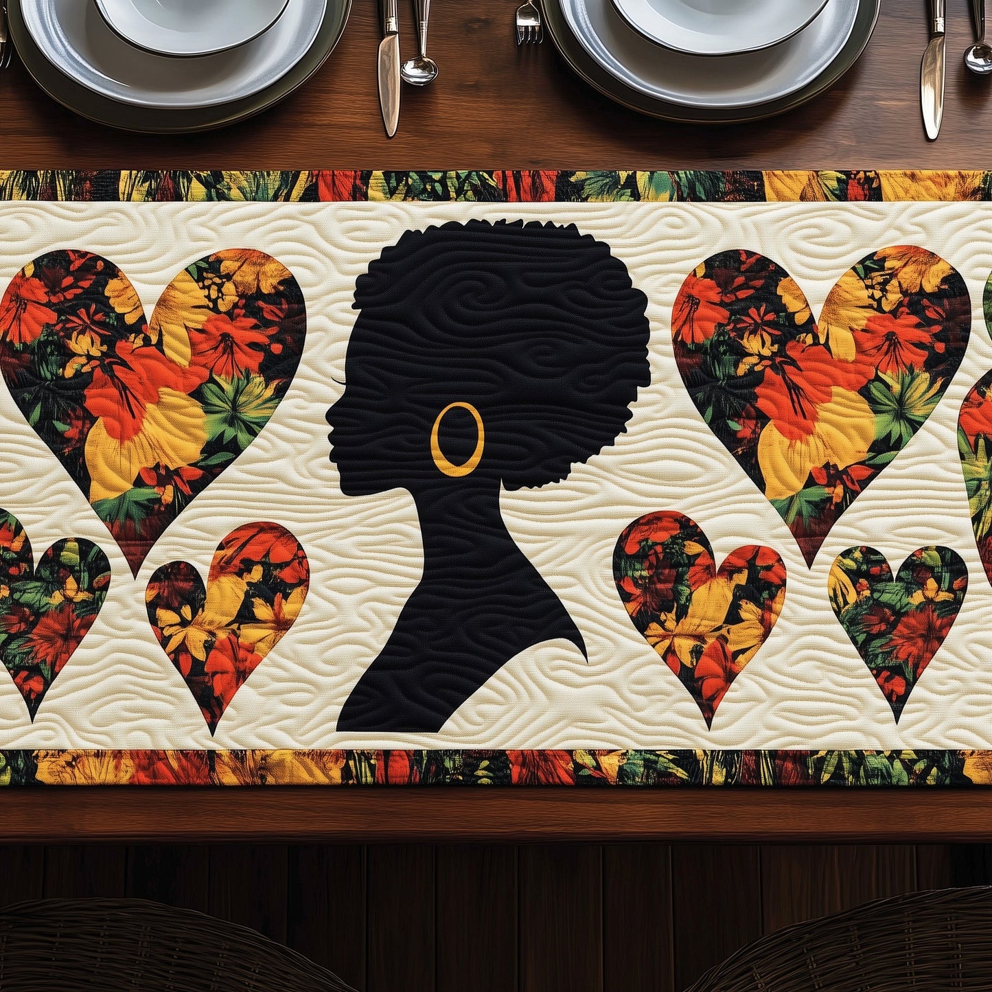 Juneteenth Love Bloom Quilted Table Runner GFTOHD6987