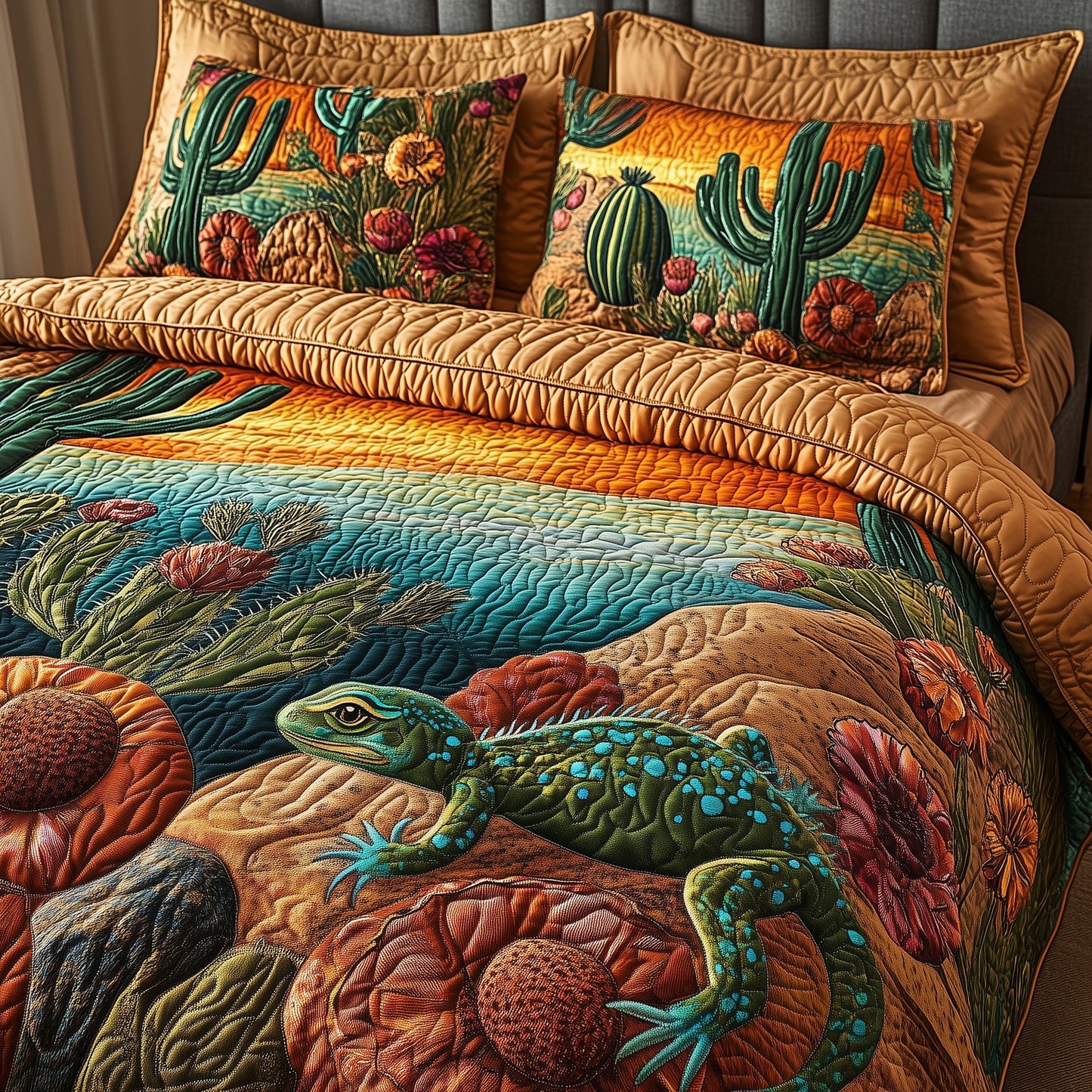 Desert Sunset Watcher 3-Piece Quilted Bedding Set GFTOHD7028
