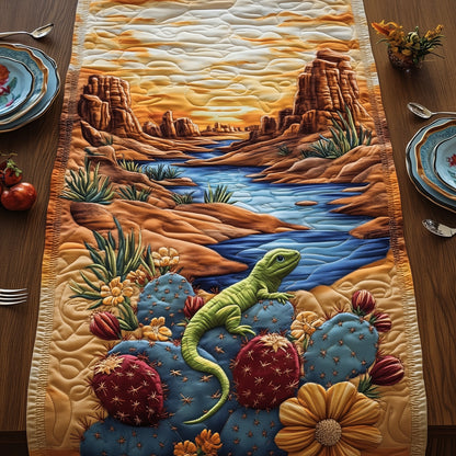 Golden Hour Lizard Quilted Table Runner GFTOHD7044
