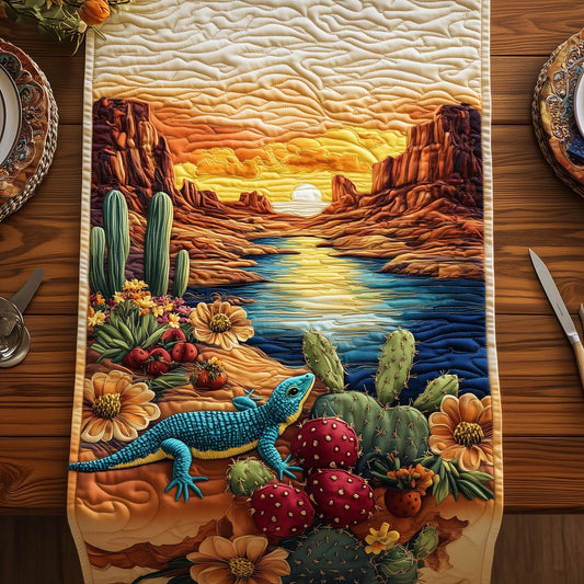Golden Hour Lizard Quilted Table Runner GFTOHD7045
