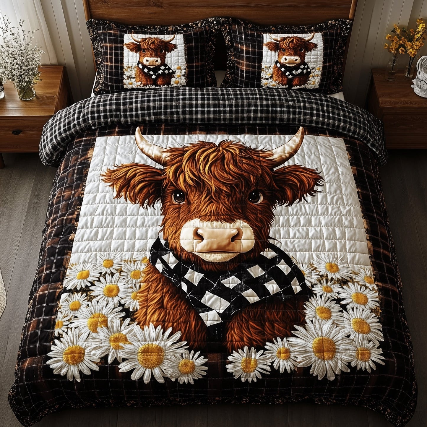 Highland Cow 3-Piece Quilted Bedding Set GFTOHD7168