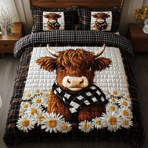 Highland Cow 3-Piece Quilted Bedding Set GFTOHD7168