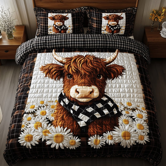 Highland Cow 3-Piece Quilted Bedding Set GFTOHD7168