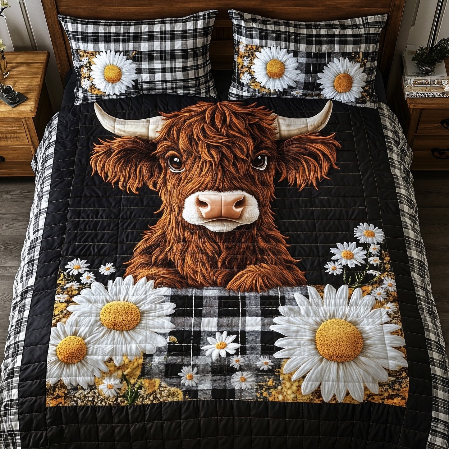 Highland Cow 3-Piece Quilted Bedding Set GFTOHD7169