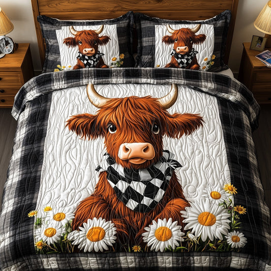 Highland Cow 3-Piece Quilted Bedding Set GFTOHD7170