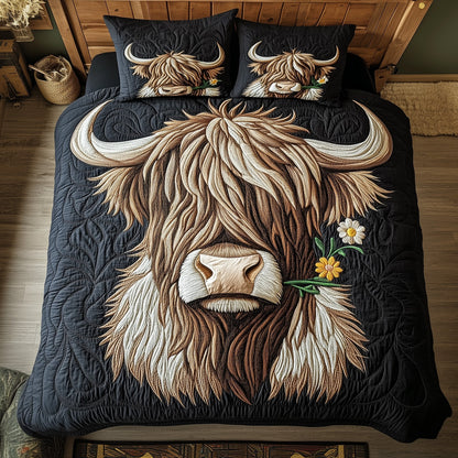 Highland Cow 3-Piece Quilted Bedding Set GFTOHD7173