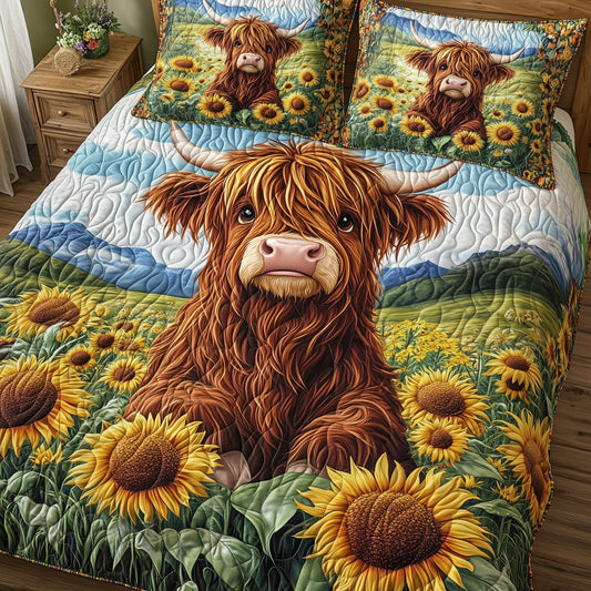 Highland Cow 3-Piece Quilted Bedding Set GFTOHD7177