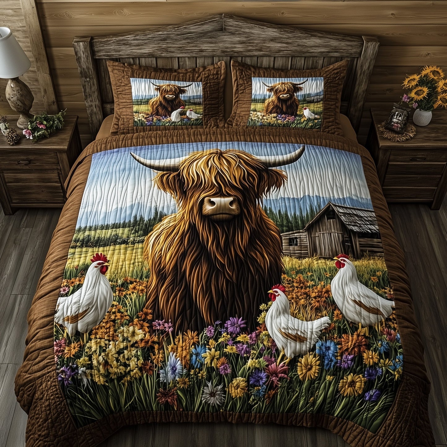 Highland Cow 3-Piece Quilted Bedding Set GFTOHD7179