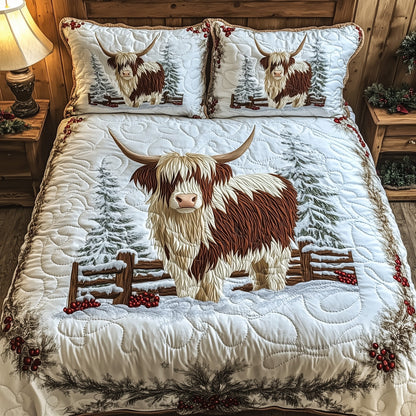 Highland Cow 3-Piece Quilted Bedding Set GFTOHD7184